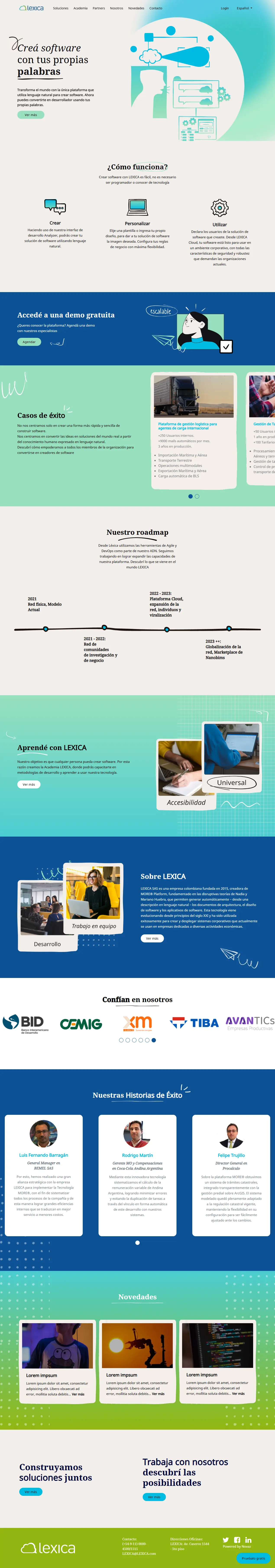 Diseño de sitio web para Lexica con HTML, CSS, Bootstrap y Php